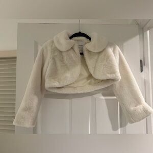 Janie & Jack Chic White Faux Fur Bolero Jacket EUC